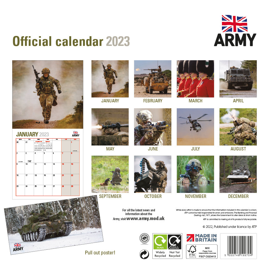 Official British Army Calendar for 2023 order today for free poster