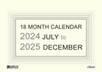 Black & Cream 18 Month Calendar July 2024 - December 2025