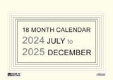 Black & Cream 18 Month Calendar July 2024 - December 2025