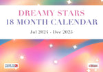 Dreamy Stars 18 Month Calendar July 2024 - December 2025