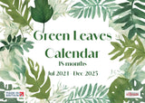 Green Leaves 18 Month Calendar July 2024 - December 2025