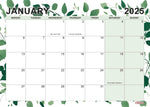 Green Leaves 18 Month Calendar July 2024 - December 2025