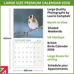 British Birds 2026 Calendar by Laurie Campbell