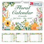 Floral 18 Month Calendar July 2025 - December 2026