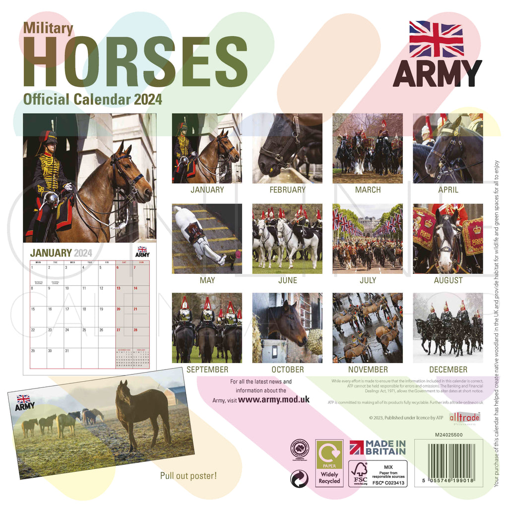 OFFICIAL MILITARY HORSES 2024 CALENDAR Online Calendar Shop